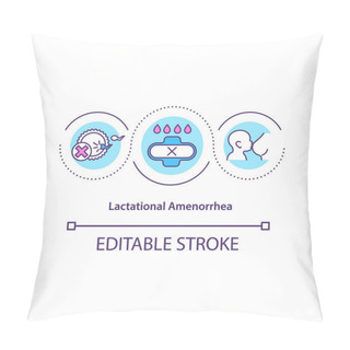 Personality  Lactational Amenorrhea Concept Icon. Postpartum Infertility Idea Thin Line Illustration. Menstrual Periods Absence. Breastfeeding. Vector Isolated Outline RGB Color Drawing. Editable Stroke Pillow Covers
