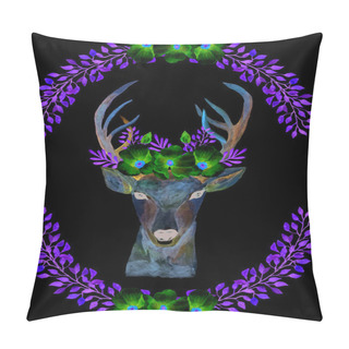 Personality  Watercolor Floral Deer Clipart Pillow Covers