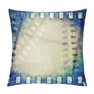 Personality  Old Motion Picture Film Reel With Film Strip. Vintage Background Pillow Covers