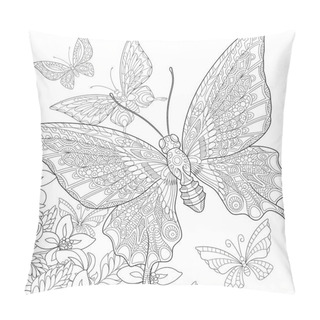 Personality  Zentangle Stylized Butterflies Pillow Covers