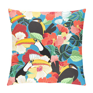 Personality  Bright Tropical Seamless Pattern Of Toucans Pillow Covers