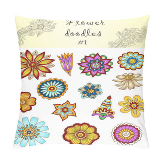 Personality  Set Of Doodle Flowers #1.  Ornamental Flowers. Pillow Covers