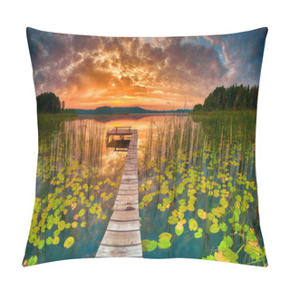 Personality  Beautiful Summer Sunrise Over Lake - Panorama Pillow Covers
