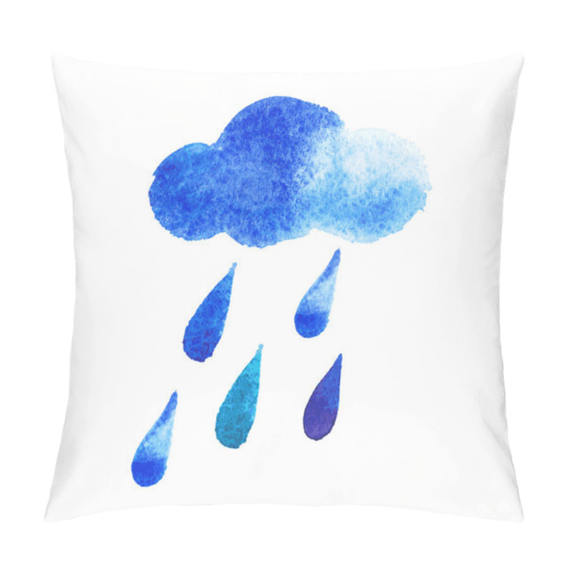 Personality  Watercolor Rain Drops And Clouds, Seamless Background With Stylized Blue Raindrops. Pillow Covers