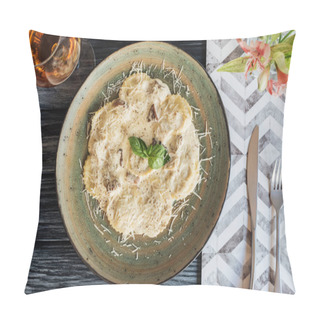 Personality  Top View Of Gourmet Ravioli With Spinach And Ricotta Cheese On Plate Pillow Covers