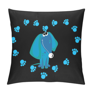 Personality  My Dog . Lettering. Dachshund. The Dog Tracks. Heart. Vector Illustration. Pillow Covers