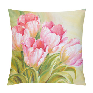 Personality  Oil Painting Tulips Pillow Covers