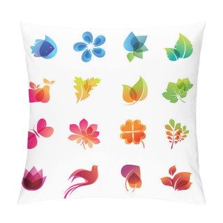 Personality  Colorful Nature Icon Set Pillow Covers