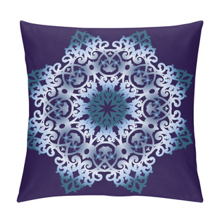 Personality Circular Ornament On Blue Background. Pillow Covers