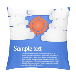 Personality  Vector Background With Clouds And Sun In The Sky. Pillow Covers