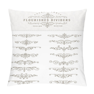 Personality  Set Of Flourishes Calligraphic Elegant Ornament Dividers - Vector Illustration Pillow Covers