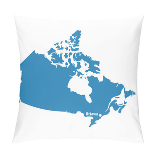 Personality  Blue Similar Canada Map With Capital City Ottawa. Canada Map Blank. Pillow Covers