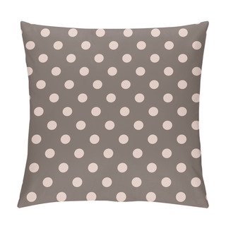 Personality  Seamless Vector Pastel Pattern With Pink Beige Polka Dots On A Dark Brown Background. Pillow Covers