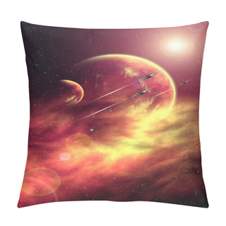 Personality  Background With Stars, Nebula, Planets And Spaceships Pillow Covers