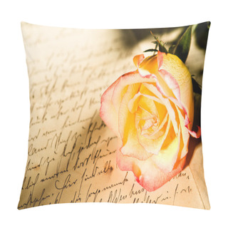 Personality  Red Yellow Rose Over A Hand Written Love Letter Pillow Covers