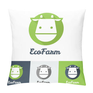 Personality  Vector Flat Modern Minimalistic Cow Logo Pillow Covers