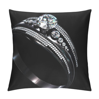 Personality  Black Gold Coating Engagement Ring With Diamond Gem Pillow Covers