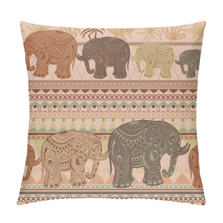 Personality Seamless Pattern With  Ethnic Elephant Pillow Covers