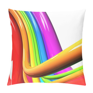 Personality  Rainbow Colored Cables Over White Background Pillow Covers