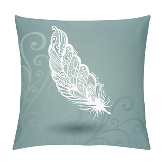 Personality  Vector Template With Peerless Feather In Ornate Background Pillow Covers