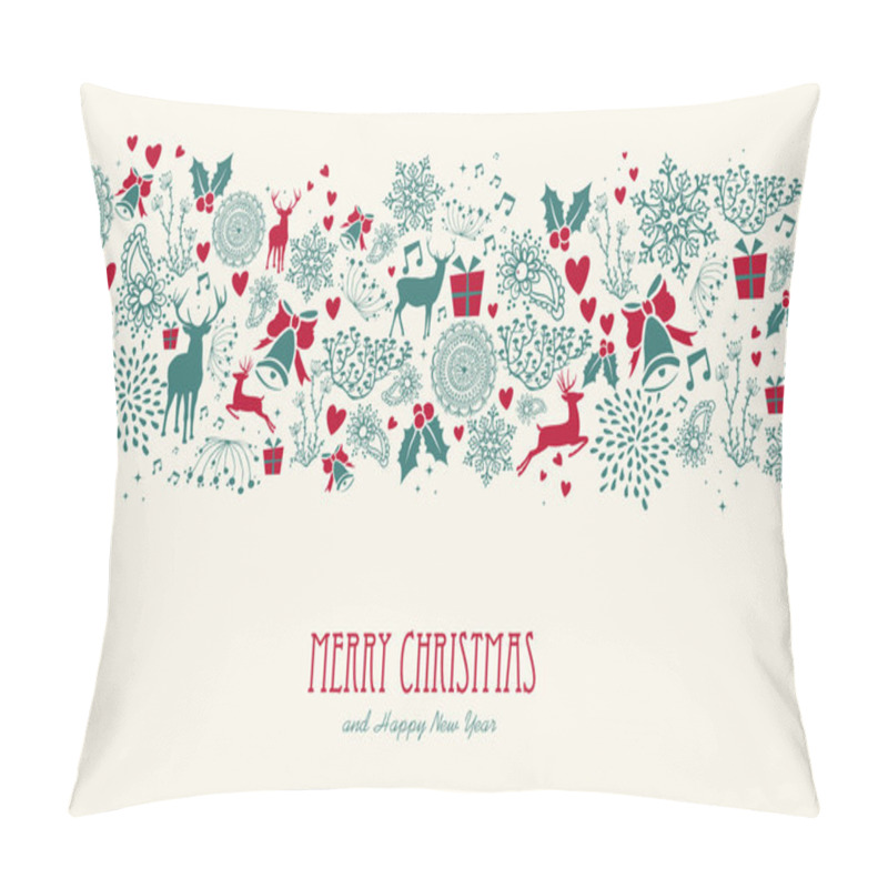 Personality  Vintage Christmas reindeer seamless pattern background. EPS10 fi pillow covers