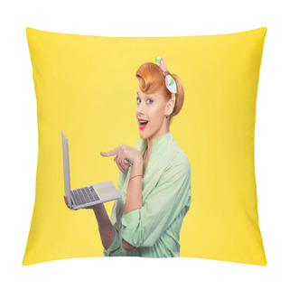 Personality  Surprised Girl With Computer Pillow Covers