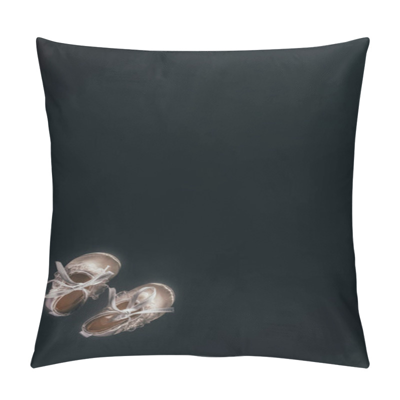 Personality  Top View Of Baby Shoes Isolated On Black Pillow Covers
