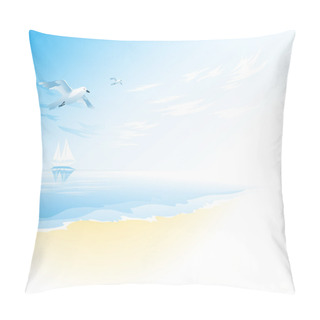 Personality  Seascape With Sea, Cloud And Flying Seagull Pillow Covers