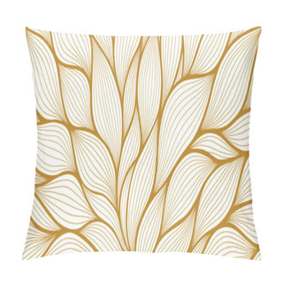 Personality  Luxury Floral Pattern With Hand Drawn Leaves. Elegant Astract Background In Minimalistic Linear Style. Trendy Line Art Design Element. Vector Illustration. Pillow Covers
