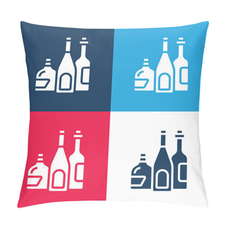 Personality  Alcoholic Drink Blue And Red Four Color Minimal Icon Set Pillow Covers
