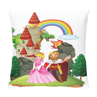 Personality  Scene With King And Queen At The Palace Pillow Covers