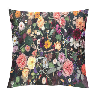 Personality  Multicolored Flowers In Water , Black Background Pillow Covers