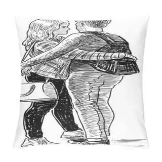 Personality  Young Townspeople Meet On A Date Pillow Covers