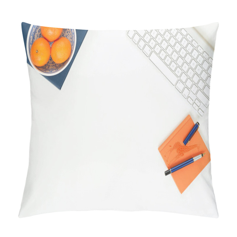 Personality  Minimal Elegant Desk With Tangerines And Keyboard Pillow Covers