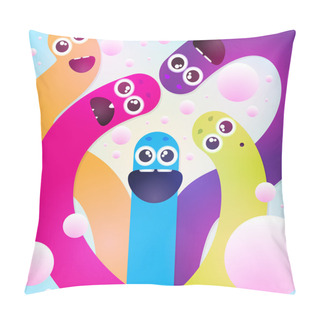 Personality  Funny Colorful Worms Vector Illustration  Pillow Covers