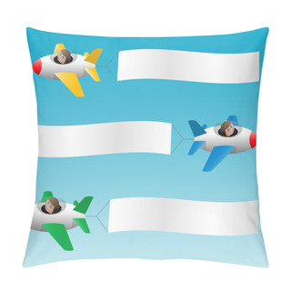 Personality  Three Planes Pull Banners Pillow Covers
