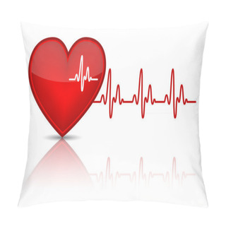 Personality  Illustration Of Heart With Heartbeat, Electrocardiogram, Pillow Covers