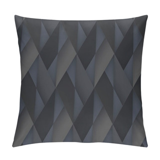 Personality  D Illustration Realistic Black Solid Diamonds With A Shadow Of The Same Size, Located In Space At Different Levels. Abstract Background Of 3d Rectangles. Background Of Dark Rhombuses. 3d Rendering  Pillow Covers