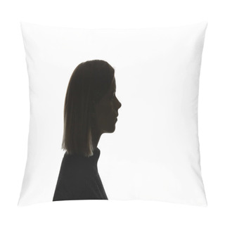 Personality  Side View Of Woman With Straight Hair Isolated On White Pillow Covers