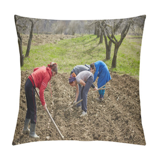 Personality  Family Of Peasants Cultivating Potatoes Pillow Covers