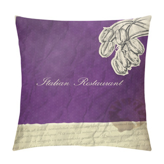 Personality  Retro Banner For Italian Restaurant Menu With Tulips Pillow Covers