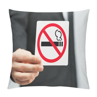 Personality  Man In Suit Holding No Smoking Sign Pillow Covers