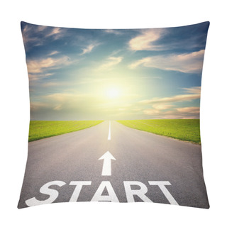 Personality  Sign Start On An Empty Road Pillow Covers