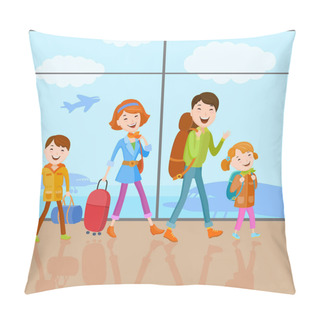 Personality  Cartoon Vector Family Going On Journey Pillow Covers