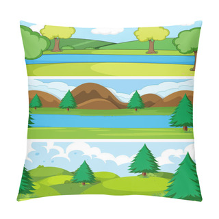 Personality  Set Of Simple Nature Background Illustration Pillow Covers