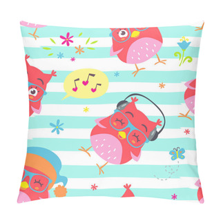 Personality  Cartoon Style Striped Owls  Pillow Covers