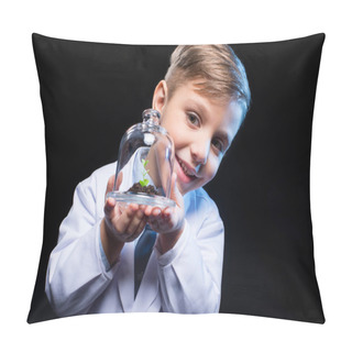 Personality  Little Boy Holding Plant Pillow Covers