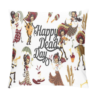 Personality  Day Of The Dead People Skeletons Party Poster Pillow Covers