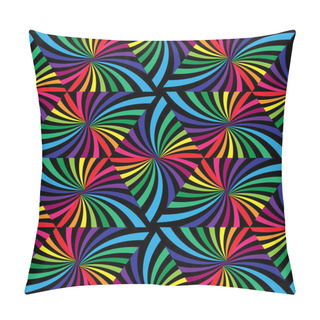 Personality  Seamless Black And Colorful  Wavy Triangles Pattern. Geometric Abstract Background. Suitable For Textile, Fabric, Packaging And Web Design. Pillow Covers