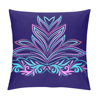 Personality  Colorful Lotus - A Symbol Of Life And Beauty. Bright Colorful Dot Pattern. Vector Object Isolated On Black Background. Pillow Covers